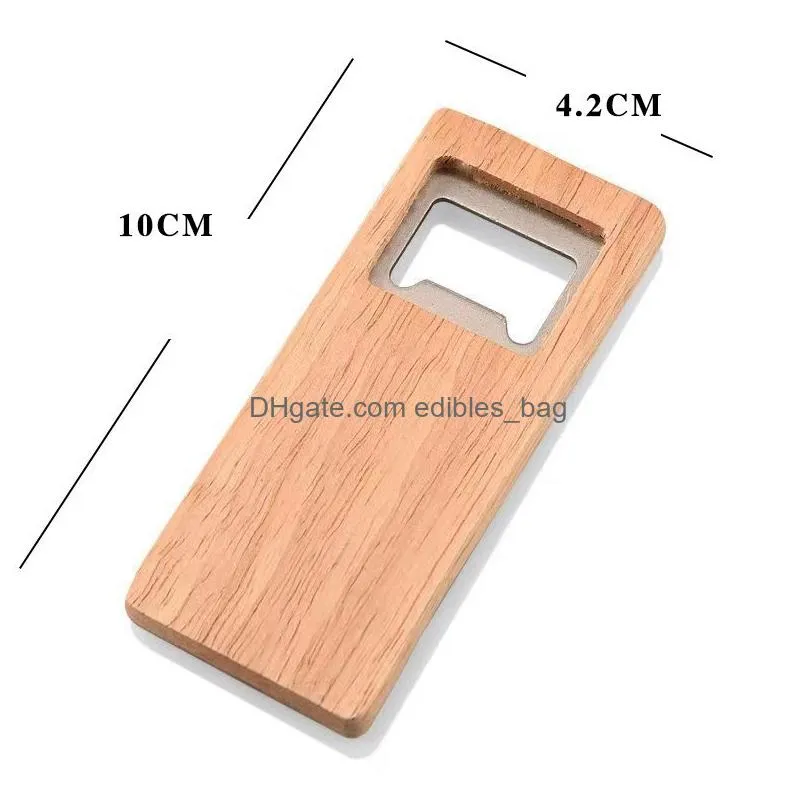 wood beer bottle opener stainless steel with square wooden handle openers bar kitchen accessories party gift