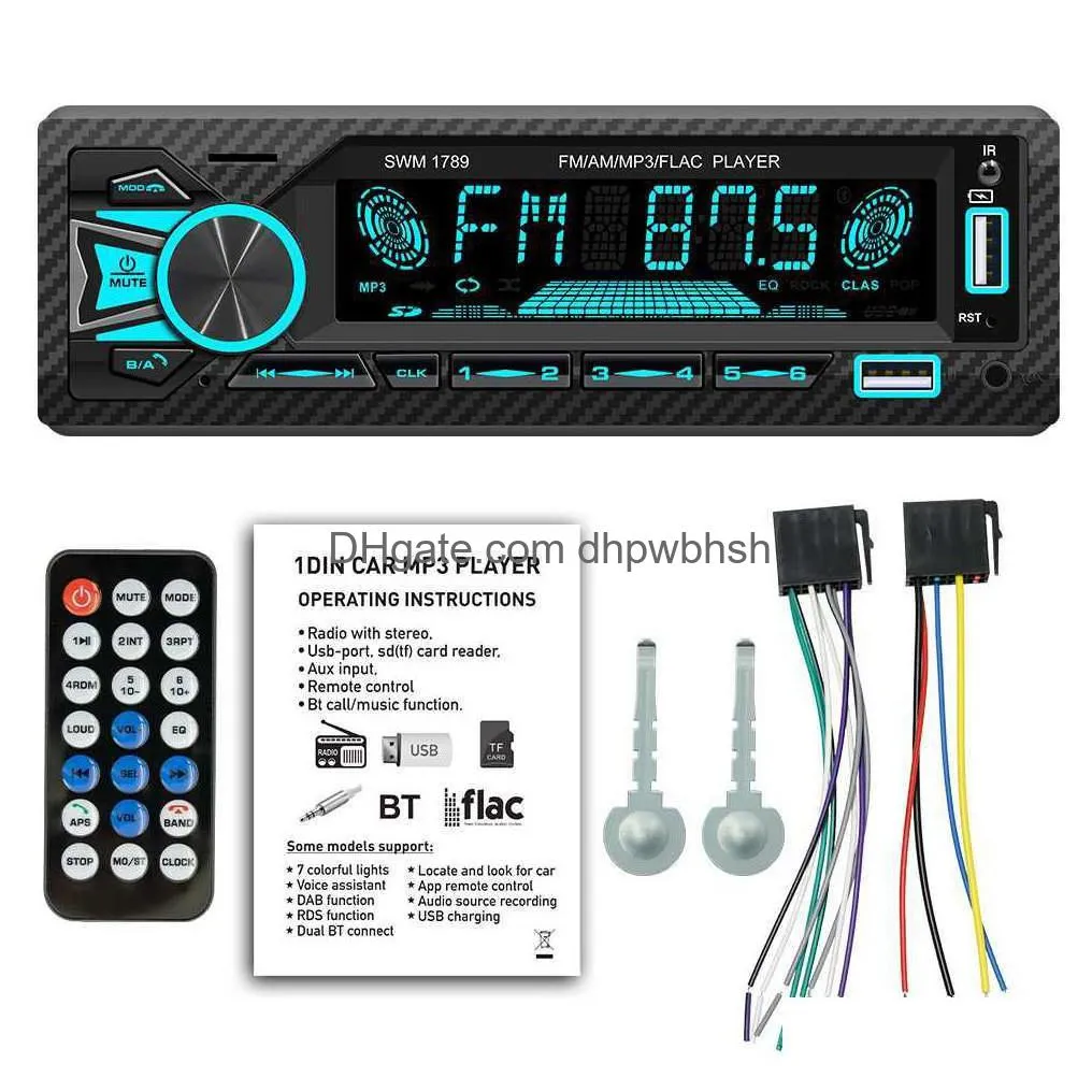  car radio audio 1din bluetooth stereo mp3 player fm transmitters 60wx4 aux input iso port support siri parking location