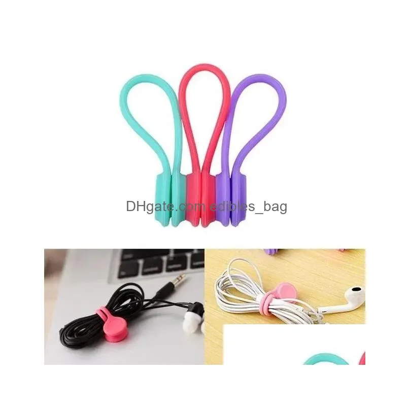 magnetic twist cable ties silicone cable holder clips cord wrap strong holding stuff cables organizer for home office