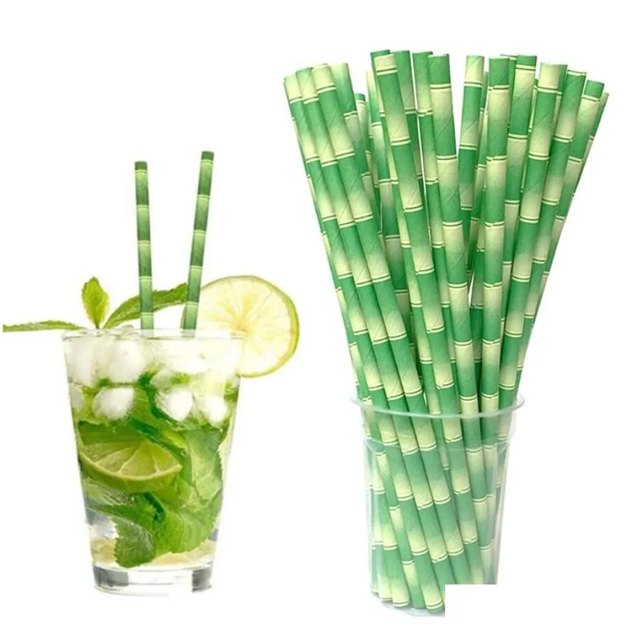 Drinking Straws Panda Bamboo Sts Birthday Party Wedding Decoration St Disposable Dissoable Paper Drinking Baby Shower Home Garden Kitc Dhjbr