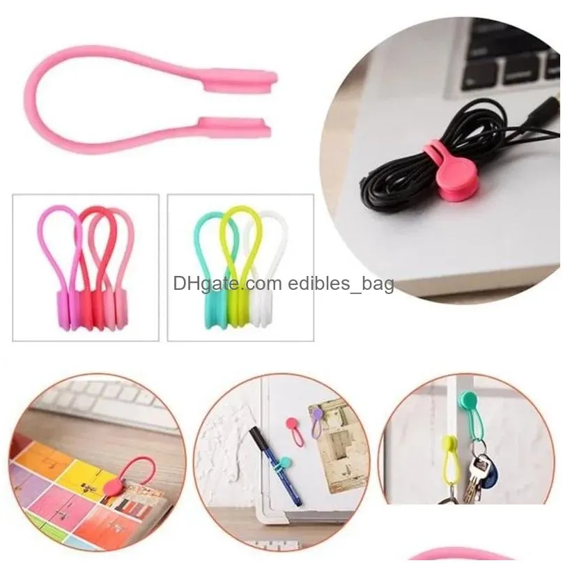 magnetic twist cable ties silicone cable holder clips cord wrap strong holding stuff cables organizer for home office