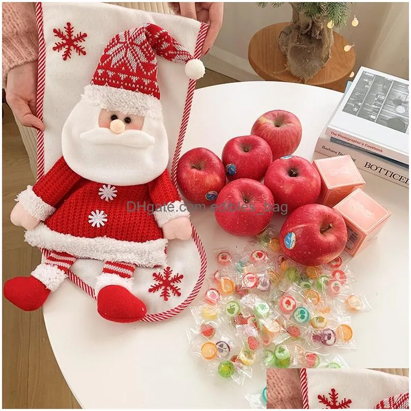 christmas decorations knitted three-dimensional elderly snowman gift bag christmas tree decoration candy bag