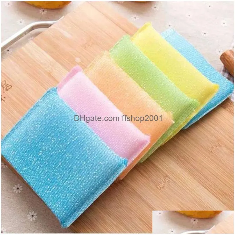 kitchen clean helper multicolor scouring pads non stick oil magic washing dish cleaning sponge cleaner eraser