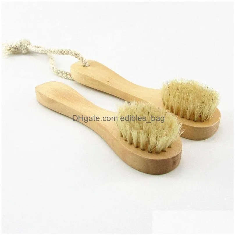 facial exfoliation brush natural bristle cleaning wooden handle dry brush matte brush