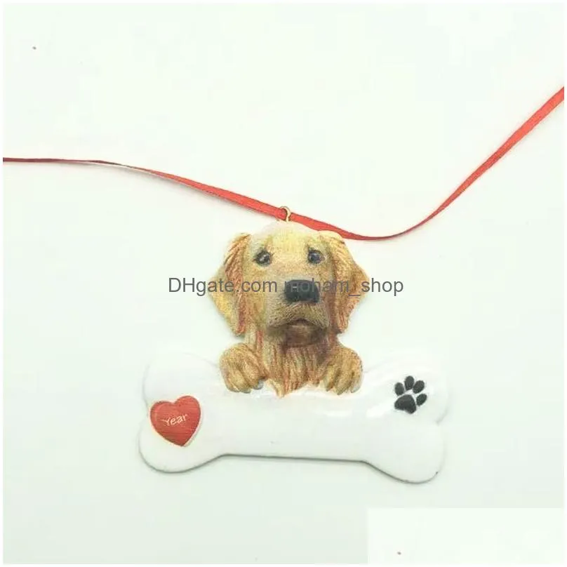 2023 diy handwritten greetings christmas tree decoration resin pendant dog series christmas room decor xmas gift inventory wholesales