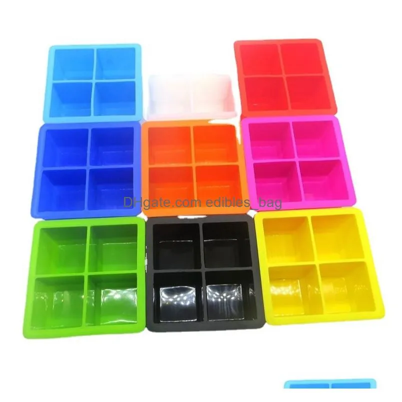 bar tools silicone ice square moulds dust proof cover ice tray large capacity square ice cube mold mix colors