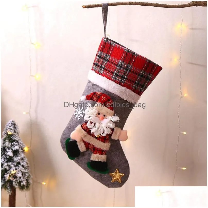 large plaid christmas doll socks christmas decorations childrens gift bags candy socks gift bags