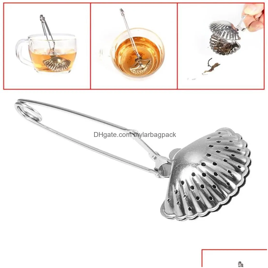 Coffee & Tea Tools Stainless Steel Teas Infuser Star Shell Oval Round Heart Shaped Tea Strainer With Handle Bag Teaware Seasoner Home Dhdbx
