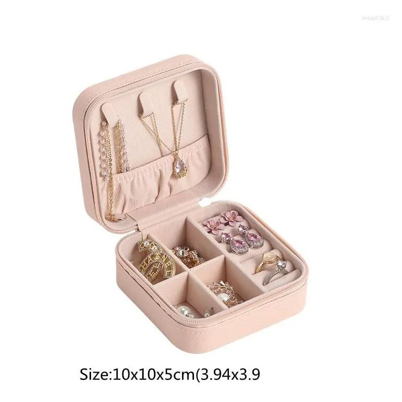 Storage Boxes & Bins Storage Boxes Pink Jewelry Organizer Box Ring Earrings Jewel Jewlery Juwellery Case Makeup Cosmetic Stand Wholesa Dhbes