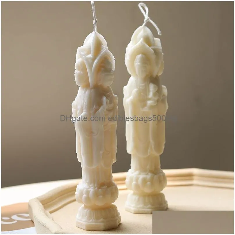 guanyin buddha statue candle silicone mold diy three faced making resin soap gifts craft supplies home decor 2207217080405