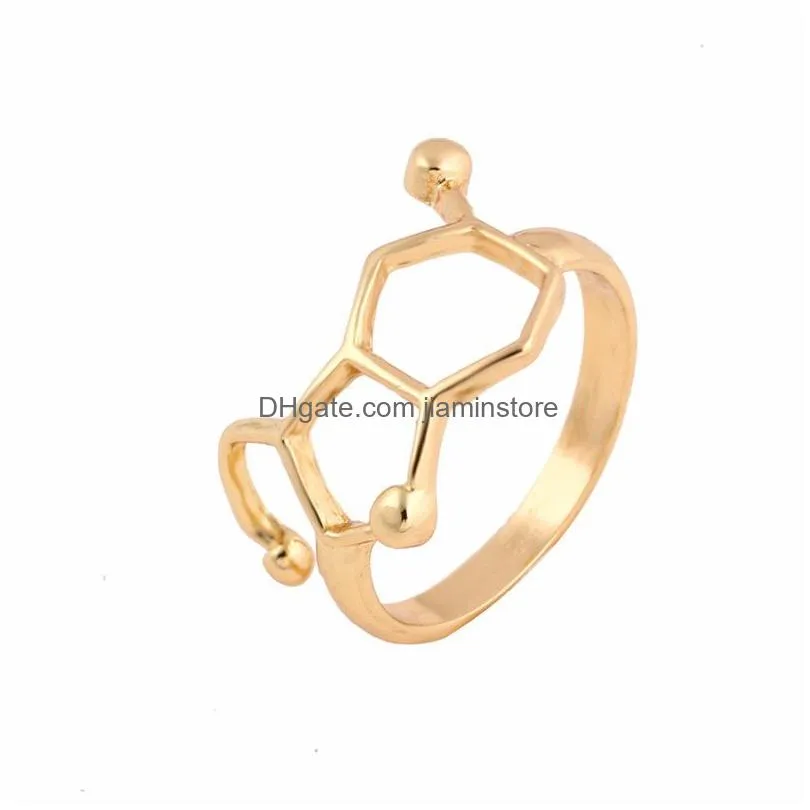 Band Rings Everfast 10Pc Lot Whole Molece Ring Chemistry Jewelry Neurotransmitter Science Women Men Finger Rings Can Mix Color Efr0762 Dhz9F