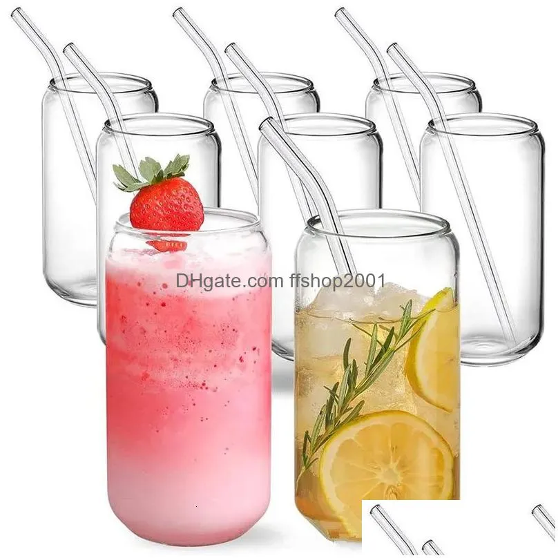 mugs creative juice milk glass cup with lid and straw bubble tea transparent beer coffee high borosilicate drinkware