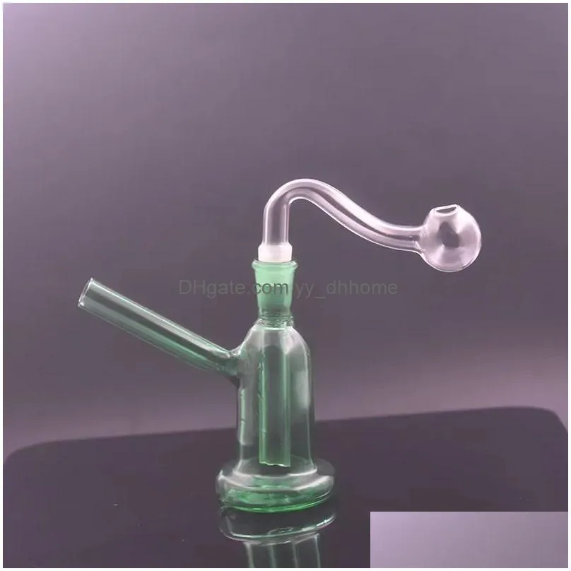  est mini glass oil burner bong color thick pyrex recycler dab rig water pipes 10mm ashcatcher bong with oil bowls