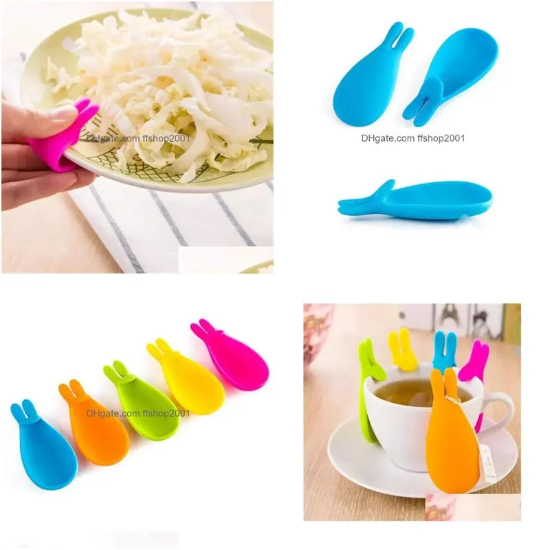 5 colors silicone gel rabbit shape tea bag infuser holder candy color mug gift rabbit silicon tea bag stand