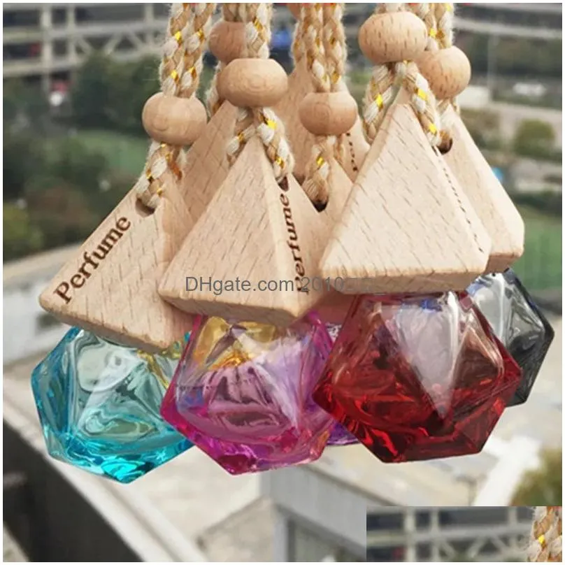 car perfume bottle pendant  oil diffuser 9 colors bag clothes ornaments air freshener pendants empty glass bottles