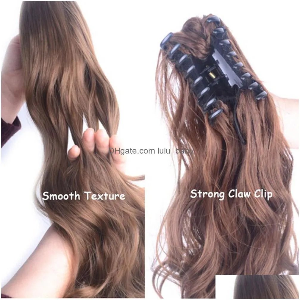 fashion long wavy cosplay wigs curls wavy ponytail wigs claw clip pony tail hair extensions multicolor women wig heat resistant7090615