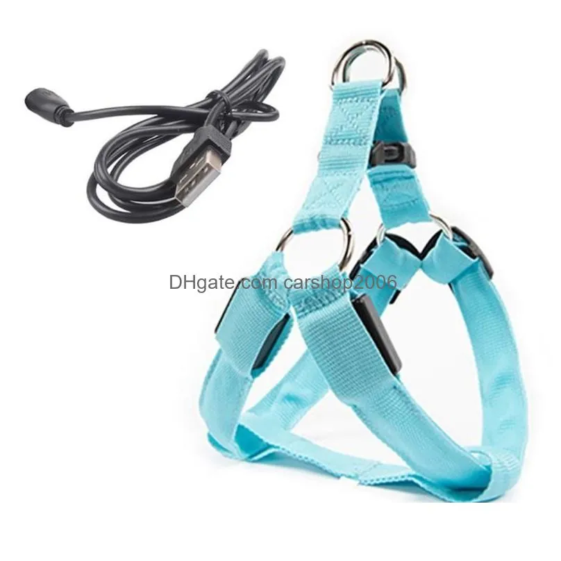 dog collars leashes usb led harness pet cat collar vest safety lighted dogs luminous fluorescent1776009