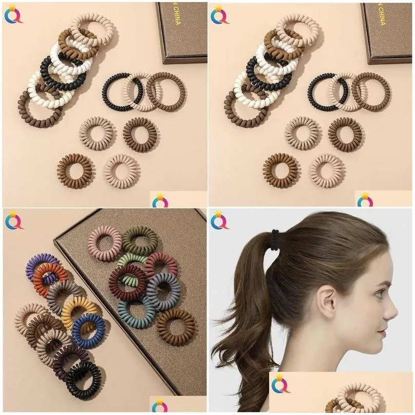 hair accessories fashion ribbon matte solid telephone wire elastic band frosted spiral cord rubber tie stretch head gum 1535 drop