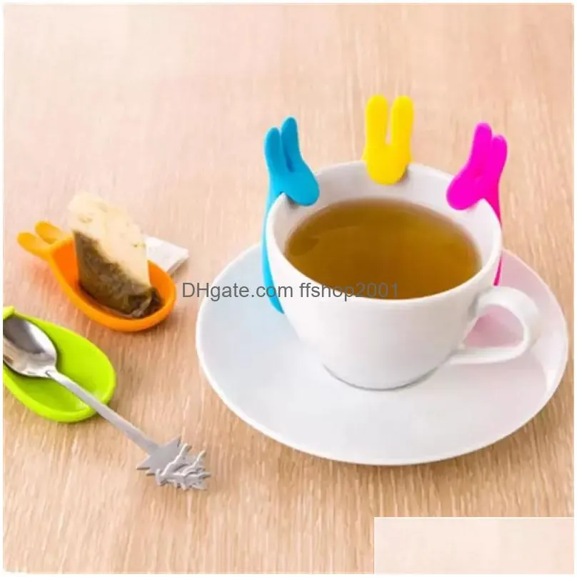 5 colors silicone gel rabbit shape tea bag infuser holder candy color mug gift rabbit silicon tea bag stand
