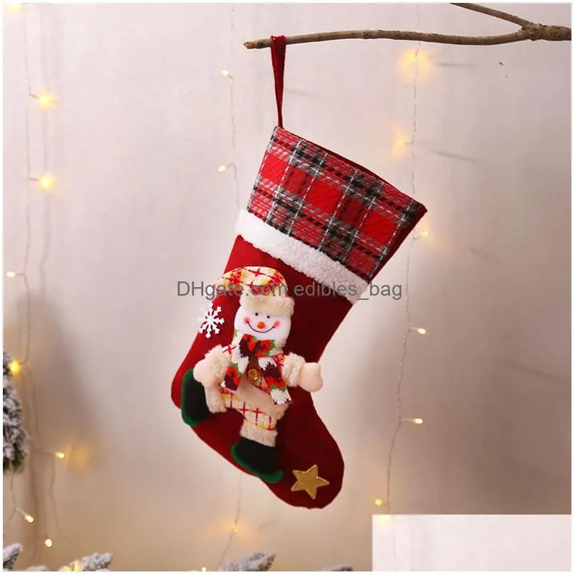 large plaid christmas doll socks christmas decorations childrens gift bags candy socks gift bags