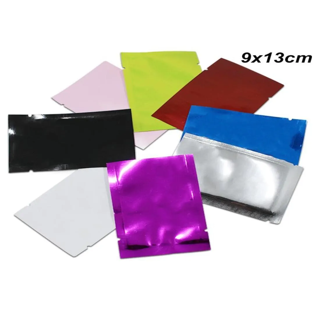 100 pcs 9x13cm variety of colors open top heat seal aluminum foil packing bag for snack candy nuts vacuum heat sealing mylar foil