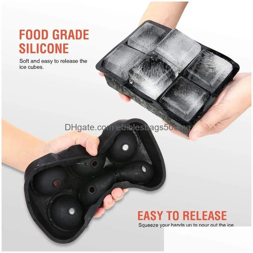 walfos large size 6 cell mold cube trays whiskey ice ball 6 silicone molds maker for party bar 2206111928288