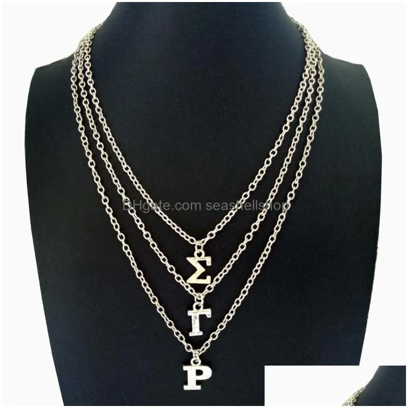 Chains Beyou Greek Sorority Gamma Phi Delta Letters Mtilayer Chain Custom Necklace Jewelry Necklaces Pendants Dhelq