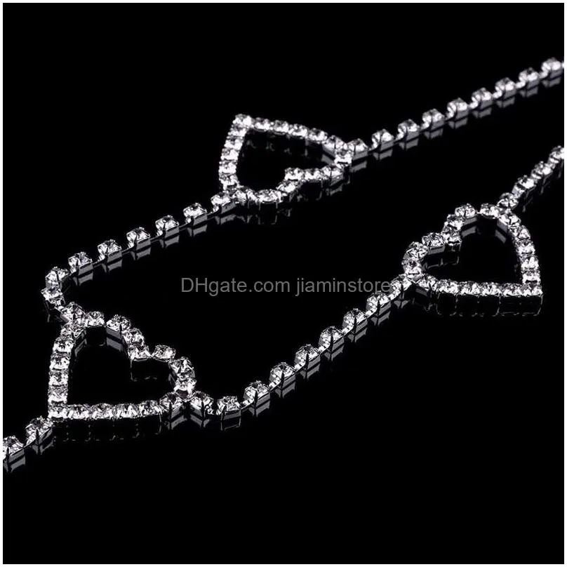 Belly Chains Summer Beach Rhinestone Heart Waist Chain Belt Jewelry For Women Fl Diamond Belly Body Y Crystal Party Gift202J Jewelry B Dhpmn