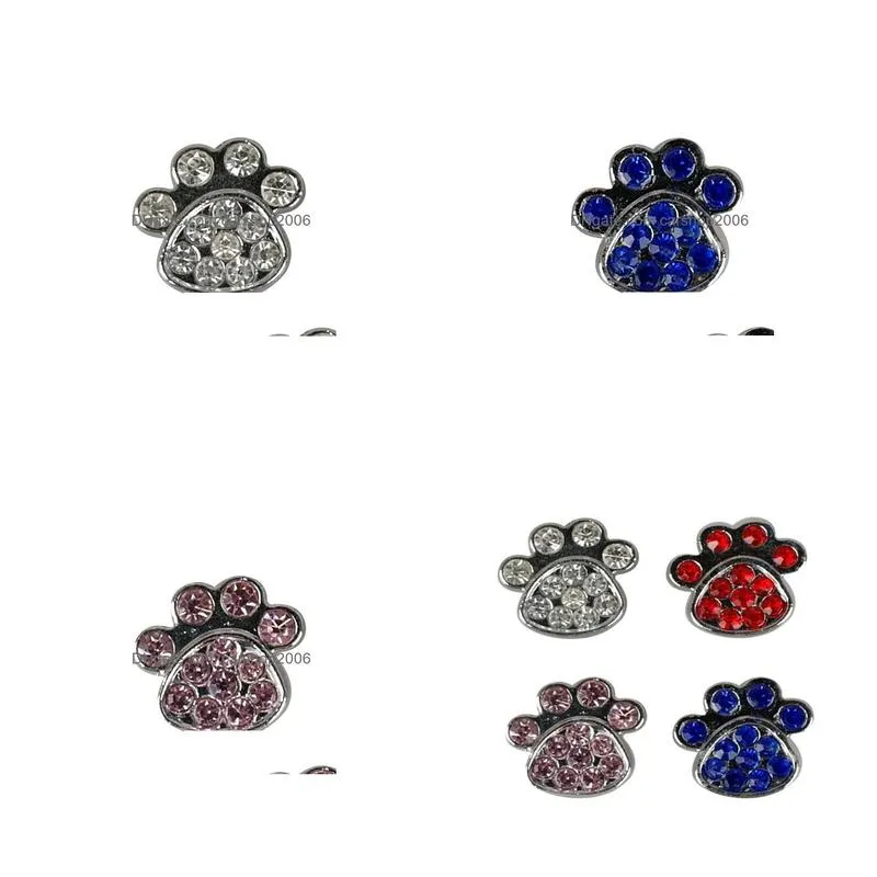 4 colors paw style 10mm rhinestone diamante dog pet charms diy slider charms personalized 3696438