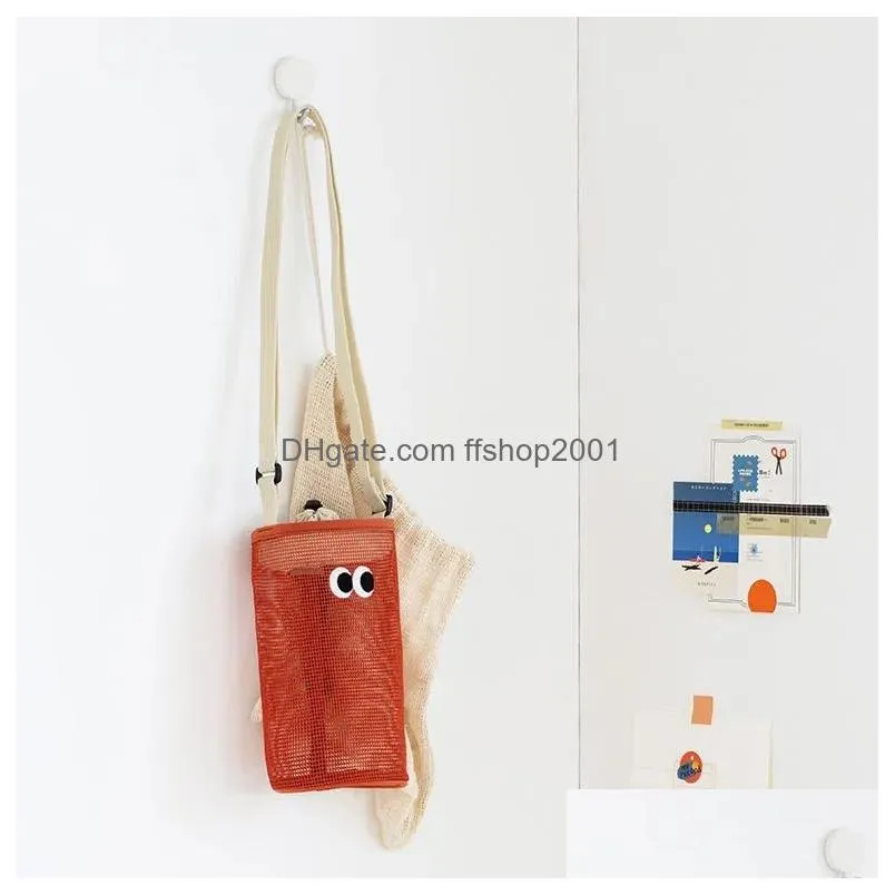 mesh bag korea livewok lovely big eyes drawstring mouth water cup bottle storage bag womens single shoulder diagonal