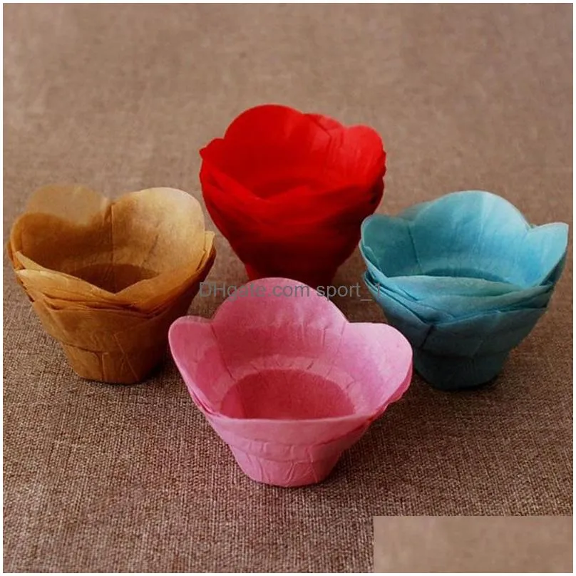 baking cupcake liners cases lotus shaped muffin wrappers molds stand oil release paper sleeves 5cm pastry tools birthday party
