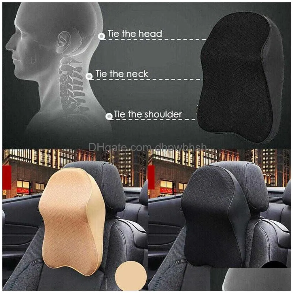  memory foam neck pillow car comfortable seat supports lumbar backrest car seat headrest cushion pads for neck pain relief