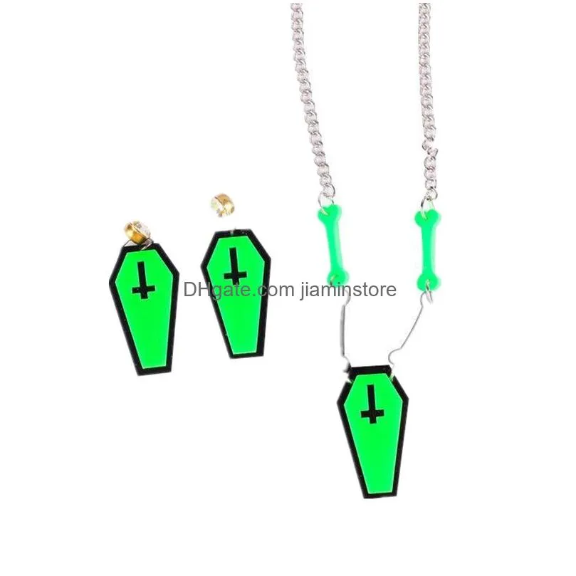 Dangle & Chandelier Halloween Jewelry Green Cross Coffin Dangle Earrings For Women Fashion Acrylic Accessories2876 Jewelry Earrings Dhnyk