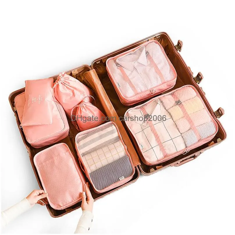 8pcs travel home clothes quilt blanket storage bag set shoes partition tidy organizer wardrobe suitcase pouch packing cube bags3502701