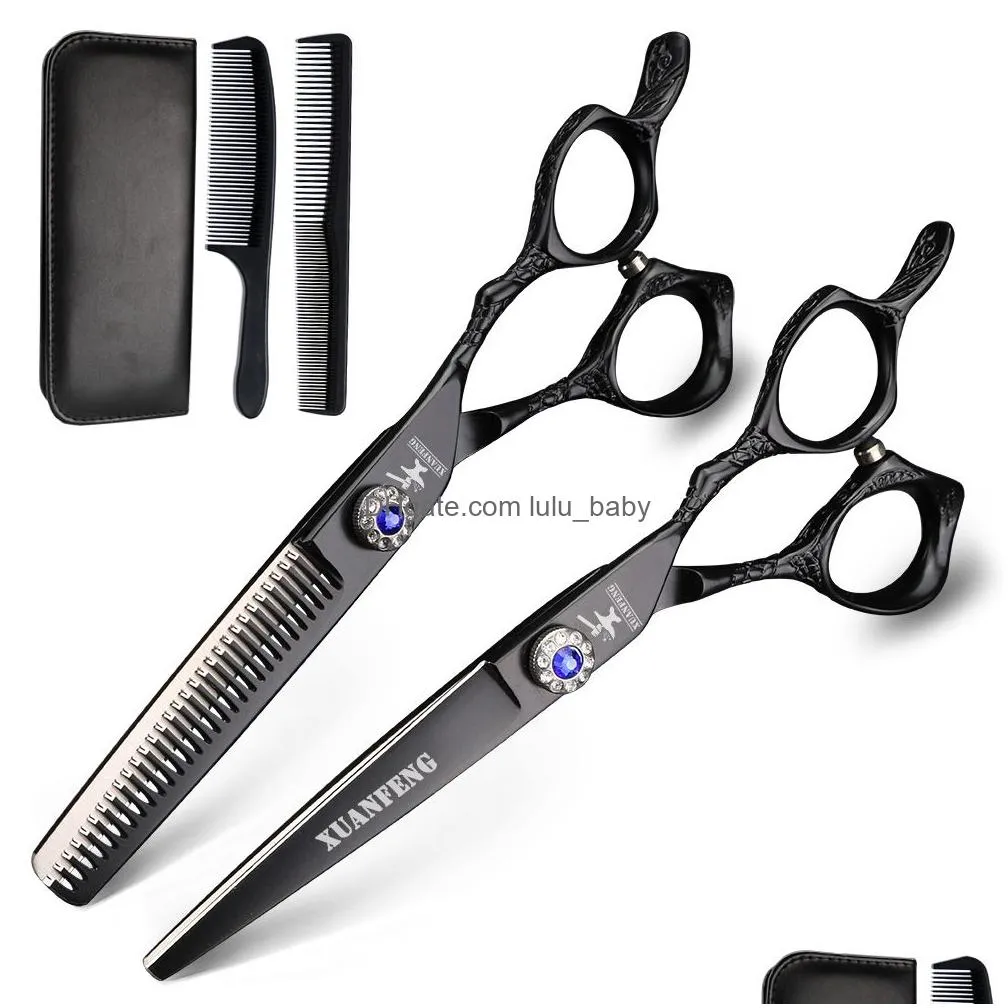xuan feng silver hair clipper 6 inch hair scissors japan 440c steel thinning and cutting scissors set hair shear barber tools5360322