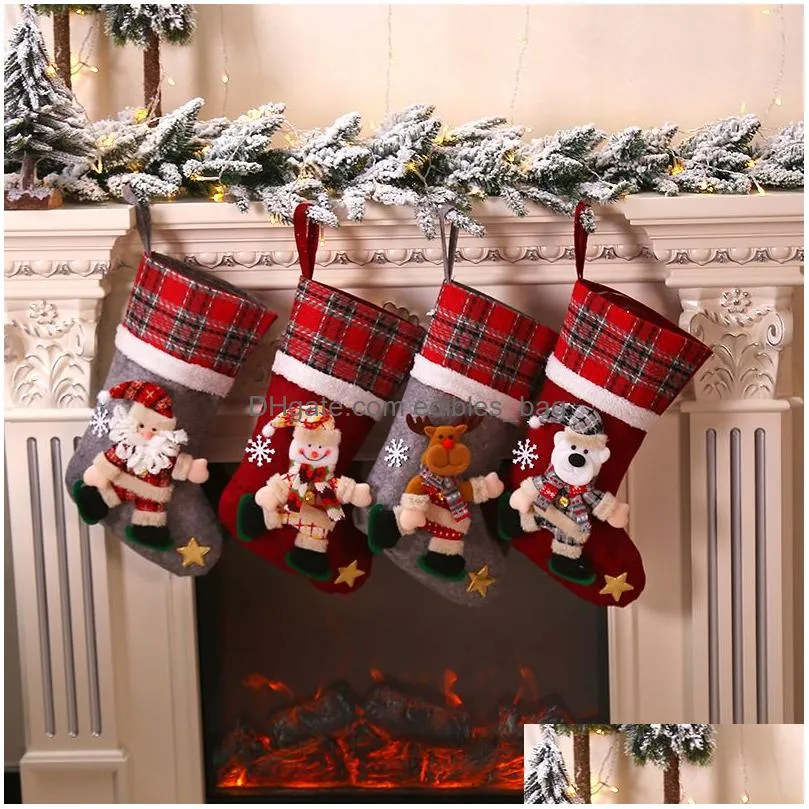 large plaid christmas doll socks christmas decorations childrens gift bags candy socks gift bags