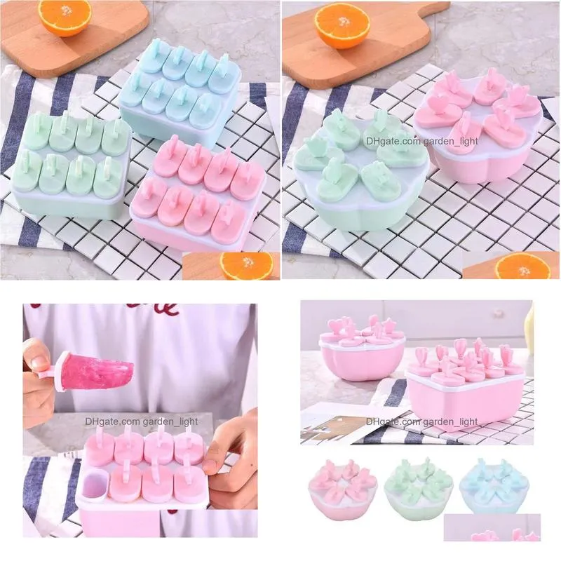 plastic popsicles ice cream mold maker tray cube diy kitchen tool with cover home kitchen gadgets mould