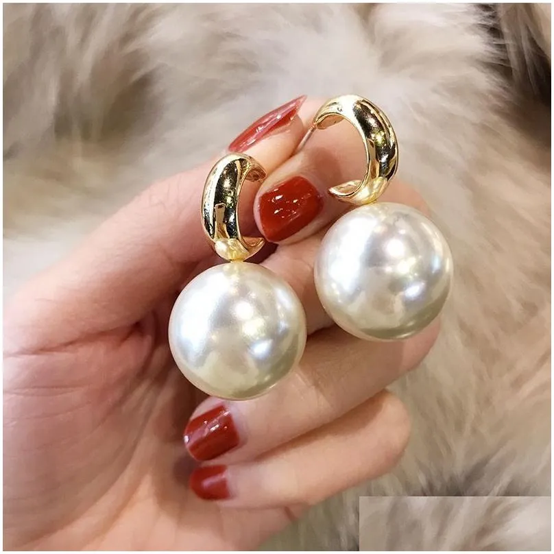 Charm Fashion 12Pair Korean Oversized Pearl Drop Charms Earrings For Women Bohemian Round Wedding Jewelry Jewelry Earrings Dh2Aw