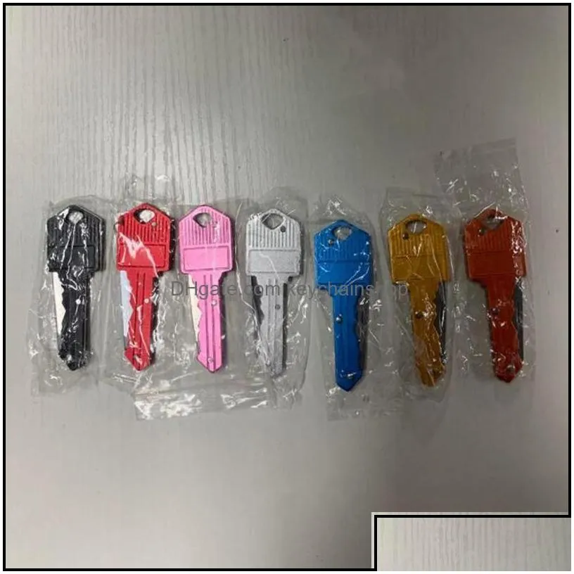 keychains mini key shape folding knife keychain portable outdoor sabre pocket fruit mtifunctional cam tool gear drop del keychainshop