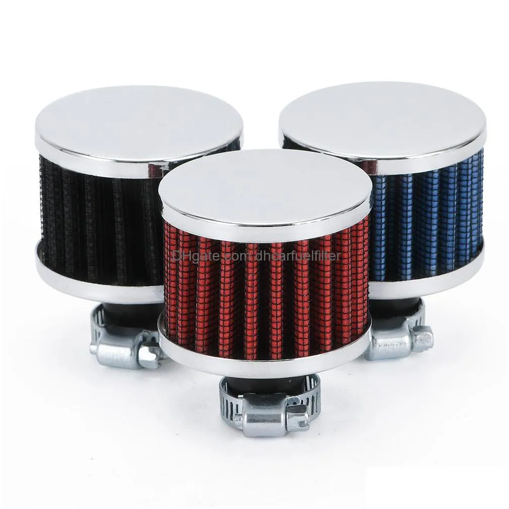 universal 12mm 25mm car air filter for motorcycle cold air intake high flow crankcase vent cover mini breather filters pqy-ait12