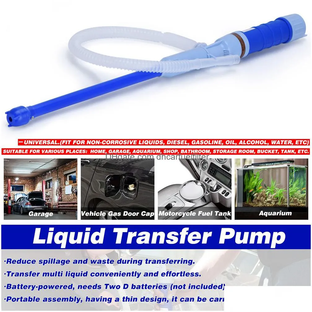 multi-use liquid fuel transfer siphon pump 1.5gpm high flow gasoline diesel 2d battery power operated handheld automatic pqy-fpb126