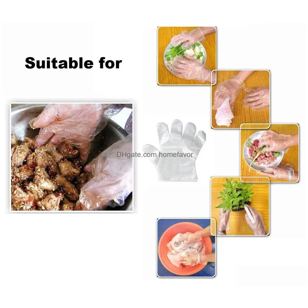 simple plastic disposable gloves disposable food prep glof pe polygloves for cooking cleaning food handling household cleaning tools protect