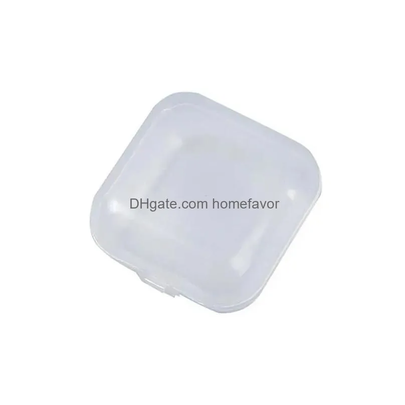 wholesale square empty mini clear plastic storage containers box case with lids small box jewelry earplugs storage box