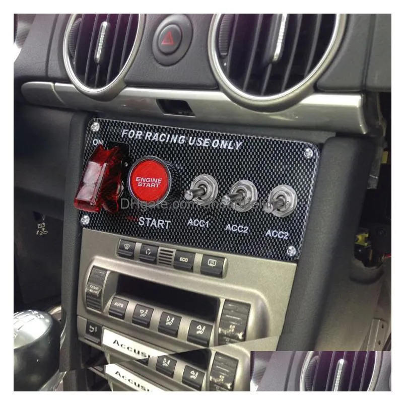 racing - start push button led toggle carbon fiber racing car 12v led ignition switch panel engine pqy-qt313