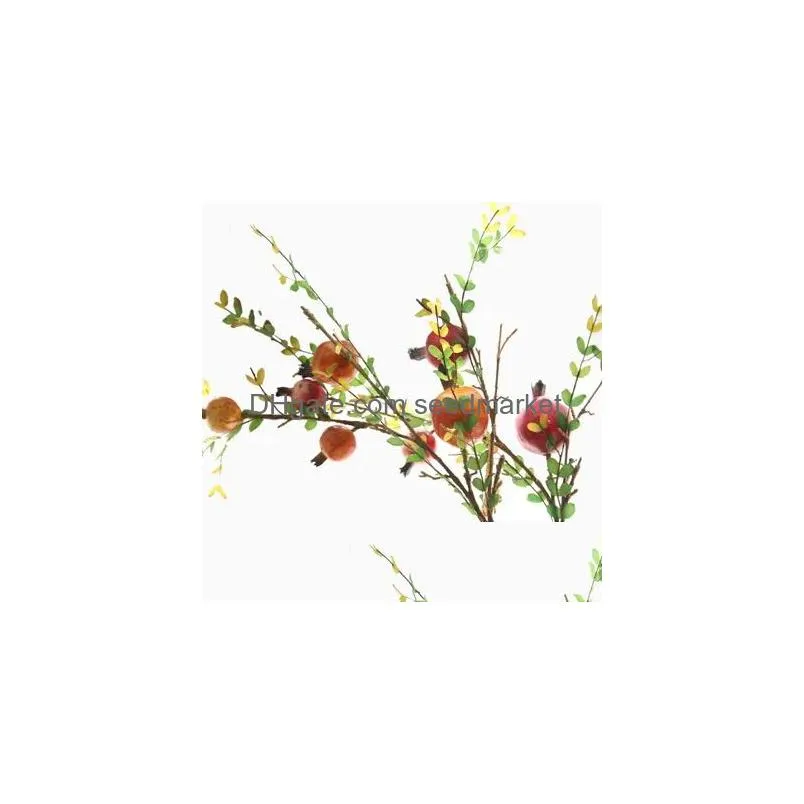 artificial fruit tree branches artificial pomegranate fruit branch berry simulation flower home decoration wedding fake flower