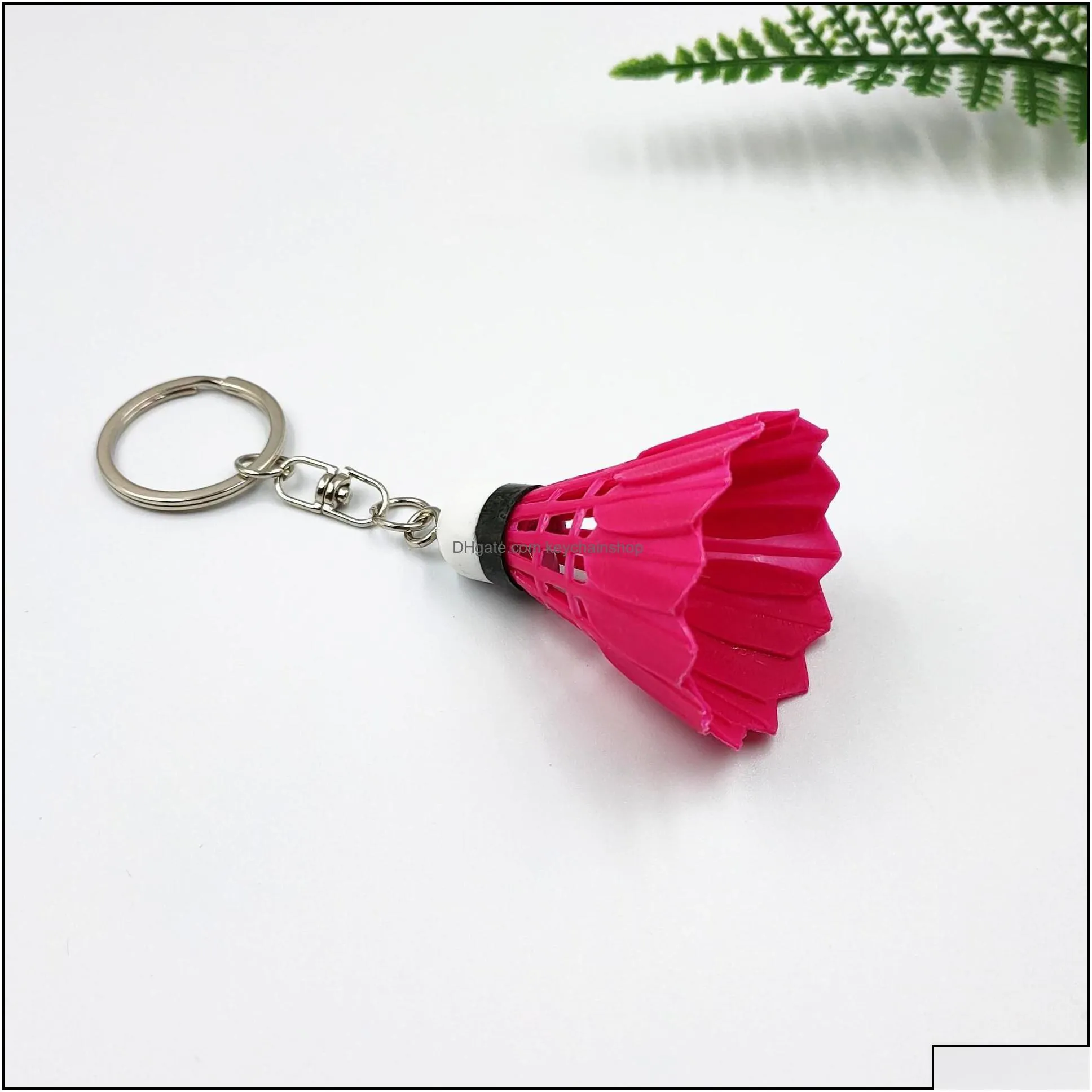 keychains fashion accessories 6 colors creative mnini pvc badminton pendant sports small key chain bag charm car keyrings gi dhxb4