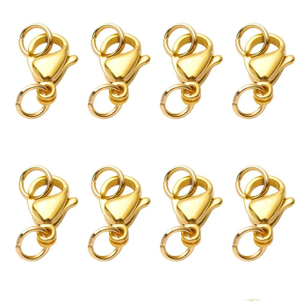 Charms 300Pcs Gold Stainless Steel Charms Lobster Clasps Hooks Connectors Jump Rings For Bracelet Necklace Chain Diy Jewelry Making Fi Dhlyg