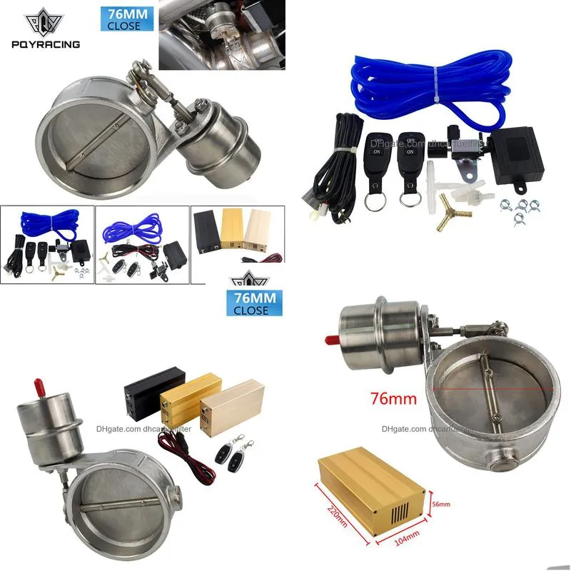 exhaust control valve with vacuum actuator cutout 3 76mm pipe closed with rod with wireless remote controller set