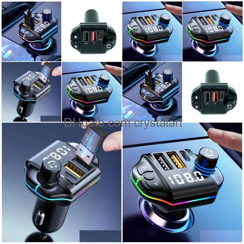 Fm Transmitter Car Bluetooth-Compatible A10 Colorf Atmosphere Light Bt 5.0 Charging Mp3 Player 