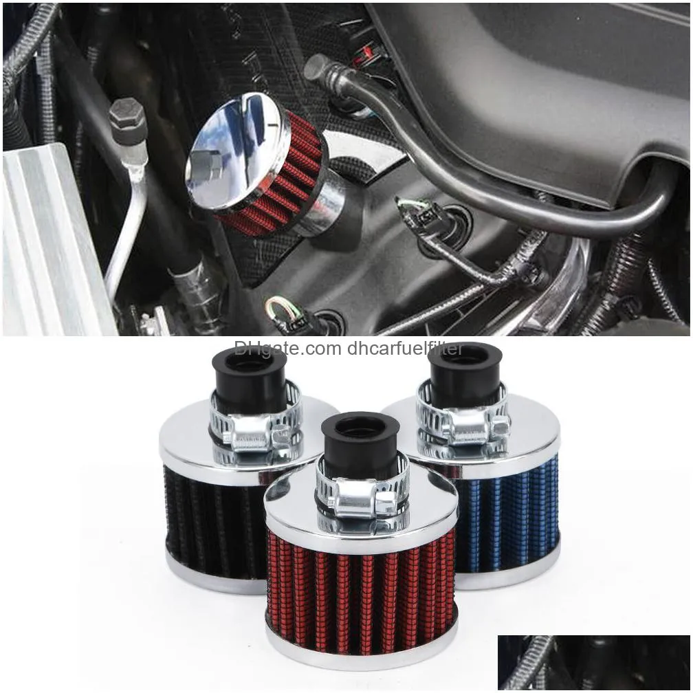 universal 12mm 25mm car air filter for motorcycle cold air intake high flow crankcase vent cover mini breather filters pqy-ait12